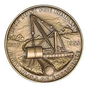 Vintage 1950s Bronze Lock Joint Pipe Co. Medallion 2 Sided